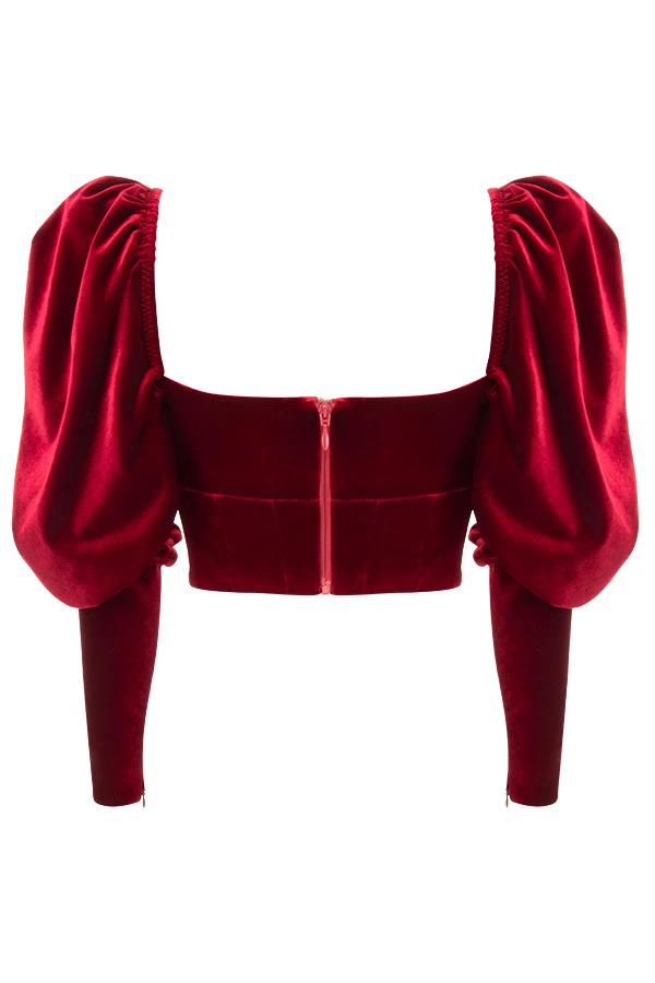 Wine Velvet Long Sleeved Corset 17 Wine Velvet Long Sleeved Corset – Bild 17