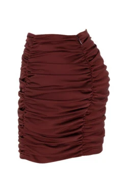 Raisin Satin Ruched Mini Skirt -Pinkyy Kleider Geschaft sb6390 02