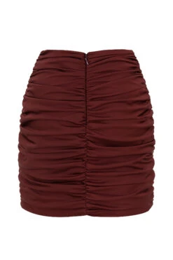 Raisin Satin Ruched Mini Skirt -Pinkyy Kleider Geschaft sb6390 03
