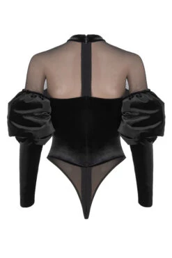 Black Velvet And Tulle Bodysuit -Pinkyy Kleider Geschaft sb6404 03