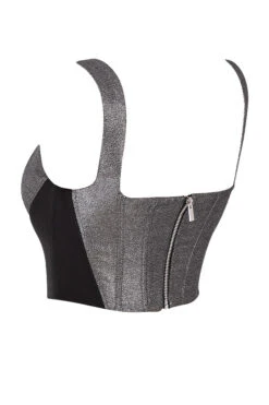 Silver Cropped Corset Top -Pinkyy Kleider Geschaft sb6418 02