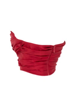 Red Taffeta Draped Corset -Pinkyy Kleider Geschaft sb6748 02