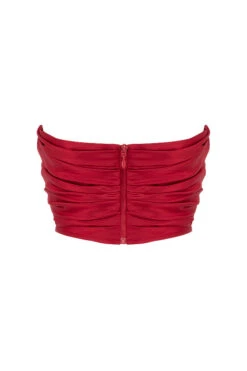Red Taffeta Draped Corset -Pinkyy Kleider Geschaft sb6748 03