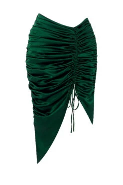 Emerald Green Satin Gathered Skirt -Pinkyy Kleider Geschaft sb6838 01j