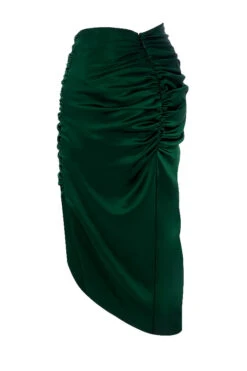 Emerald Green Satin Gathered Skirt -Pinkyy Kleider Geschaft sb6838 02j