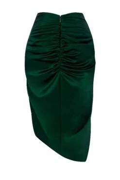 Emerald Green Satin Gathered Skirt -Pinkyy Kleider Geschaft sb6838 03j