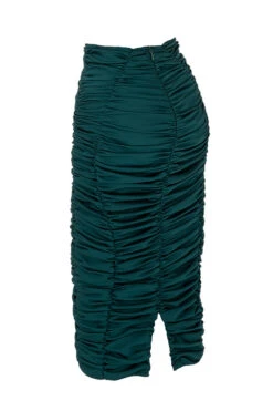 Emerald Green Ruched Midi Skirt -Pinkyy Kleider Geschaft sb6845 02
