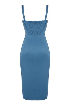 Blue Satin Corset Midi Dress -Pinkyy Kleider Geschaft sb7014d 03 copy