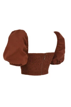 Cocoa Puff Sleeve Cropped Top -Pinkyy Kleider Geschaft sb7105 02