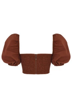 Cocoa Puff Sleeve Cropped Top -Pinkyy Kleider Geschaft sb7105 03