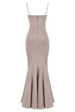 Mushroom Satin Fishtail Gown -Pinkyy Kleider Geschaft sb7282b 03