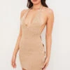 Sand Knit Halter Mini Dress