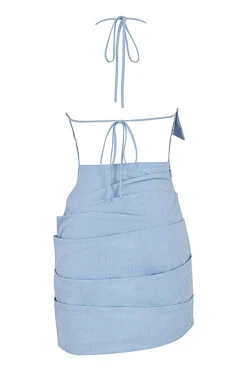 Baby Blue Open Back Mini Halter Dress -Pinkyy Kleider Geschaft sb7326 03