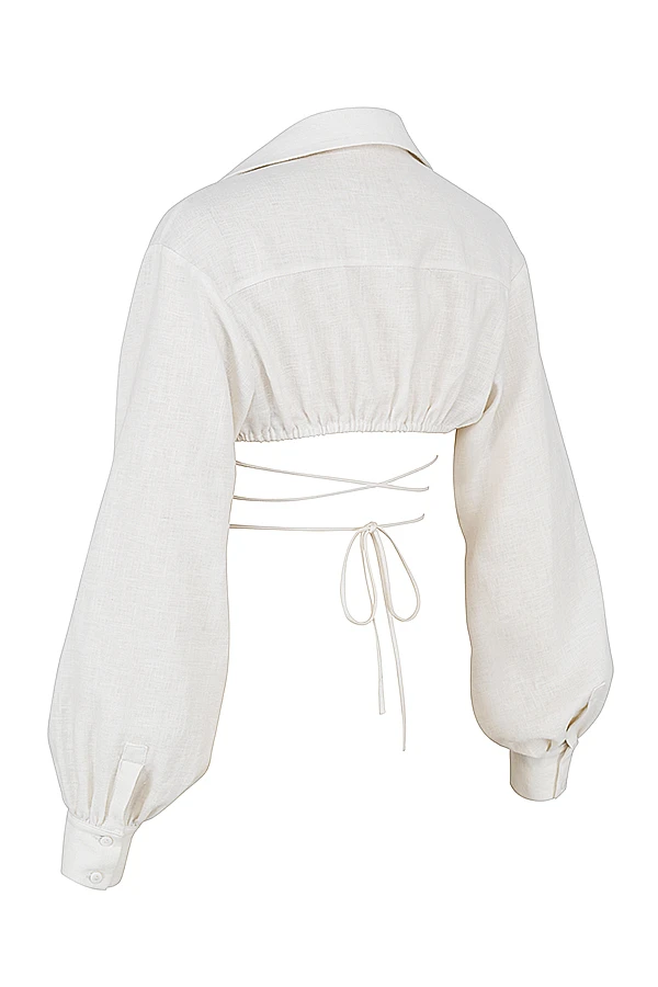 Off White Wrap Around Cropped Shirt 14 Off White Wrap Around Cropped Shirt – Bild 14