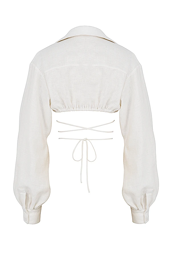 Off White Wrap Around Cropped Shirt 15 Off White Wrap Around Cropped Shirt – Bild 15