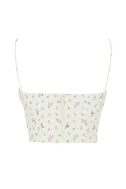 Lemon Ditsy Floral Gathered Bustier Top -Pinkyy Kleider Geschaft sb7398 03
