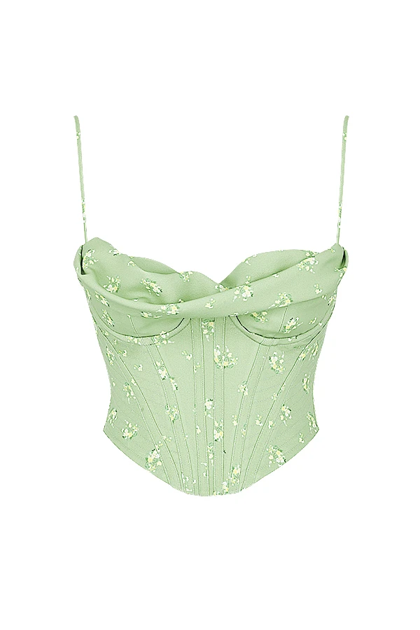 Olive Floral Draped Corset 10 Olive Floral Draped Corset – Bild 10