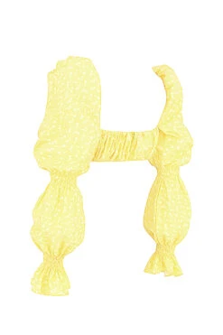 Lemon Floral Shirred Bralette Top -Pinkyy Kleider Geschaft sb7433 02a