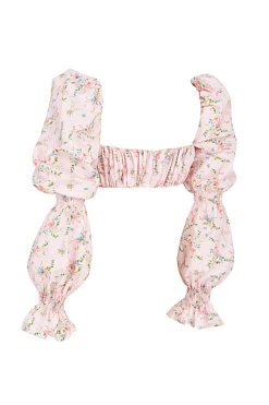 Pink Floral Shirred Bralette Top 16 Pink Floral Shirred Bralette Top -Pinkyy Kleider Geschaft sb7433a 02