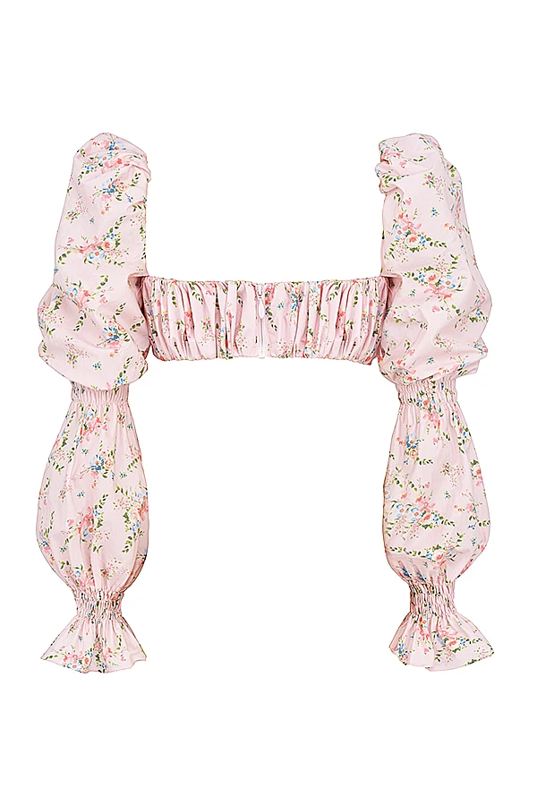 Pink Floral Shirred Bralette Top 9 Pink Floral Shirred Bralette Top – Bild 9