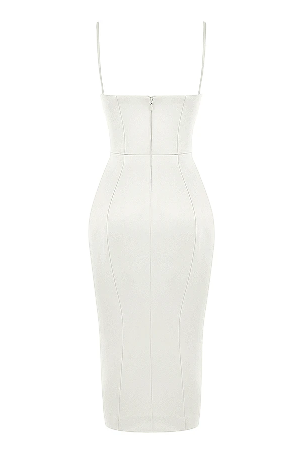 Ivory Satin Corset Midi Dress 16 Ivory Satin Corset Midi Dress – Bild 16