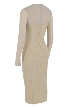 Beige Corset Midi Dress -Pinkyy Kleider Geschaft sb7463 02