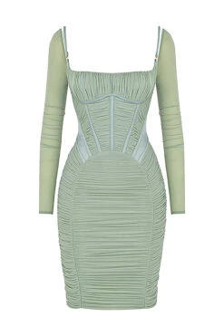 Green Gathered Corset Dress 25 Green Gathered Corset Dress -Pinkyy Kleider Geschaft sb7519 01z