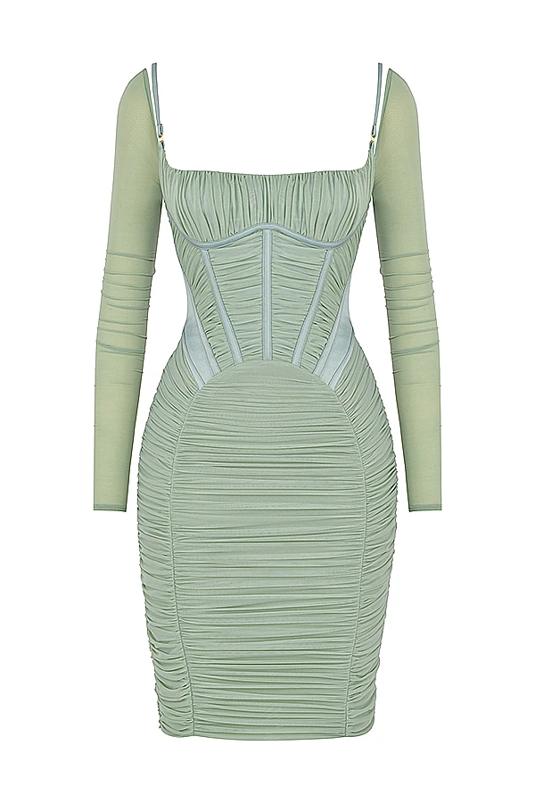 Green Gathered Corset Dress 12 Green Gathered Corset Dress – Bild 12