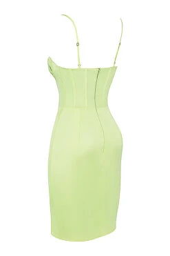 Pistachio Satin Midi Dress -Pinkyy Kleider Geschaft sb7541 02a