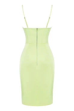 Pistachio Satin Midi Dress -Pinkyy Kleider Geschaft sb7541 03a