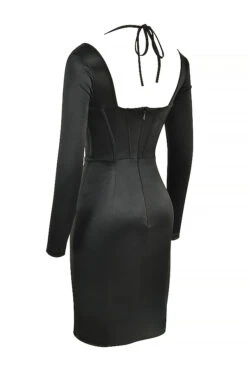 Black Disco Satin Corset Dress -Pinkyy Kleider Geschaft sb7629 02