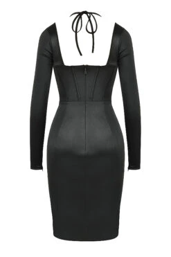 Black Disco Satin Corset Dress -Pinkyy Kleider Geschaft sb7629 03