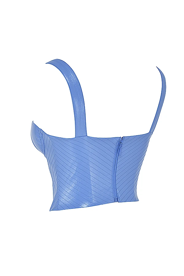 Cornflower Blue Vegan Leather Corset 10 Cornflower Blue Vegan Leather Corset – Bild 10