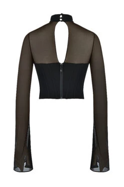 Black High Neck Corset -Pinkyy Kleider Geschaft sb7808 03