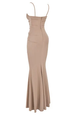 Almond Jersey Corset Maxi Dress -Pinkyy Kleider Geschaft sb7822 02a