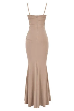 Almond Jersey Corset Maxi Dress -Pinkyy Kleider Geschaft sb7822 03a