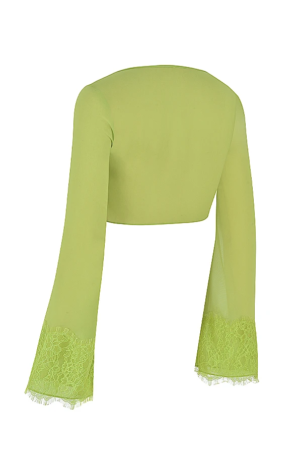 Lime Green Georgette Cropped Top 12 Lime Green Georgette Cropped Top – Bild 12