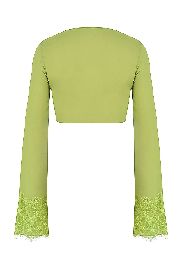 Lime Green Georgette Cropped Top 13 Lime Green Georgette Cropped Top – Bild 13