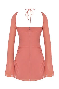 Pink Chiffon Cutout Halter Mini Dress -Pinkyy Kleider Geschaft sb7886 03