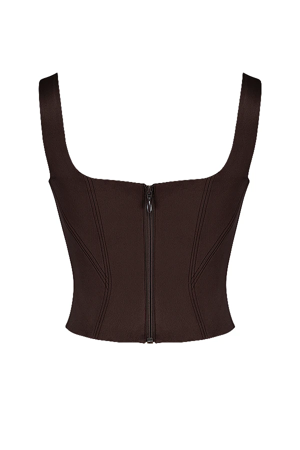 Chocolate Satin Longline Corset 13 Chocolate Satin Longline Corset – Bild 13