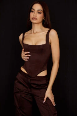 Chocolate Satin Longline Corset 16 Chocolate Satin Longline Corset -Pinkyy Kleider Geschaft sb7890e 1