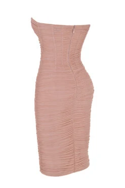 Blush Strapless Ruched Midi Dress -Pinkyy Kleider Geschaft sb7942a 02