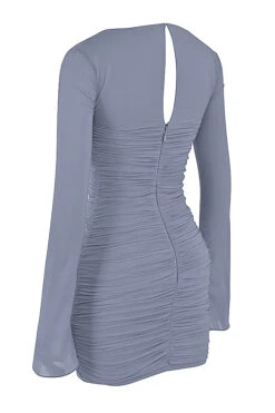 Dove Grey Real Silk Mini Dress -Pinkyy Kleider Geschaft sb8042b 02