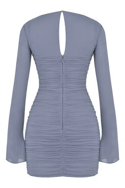 Dove Grey Real Silk Mini Dress -Pinkyy Kleider Geschaft sb8042b 03