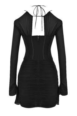 Black Real Silk Corset Mini Dress 15 Black Real Silk Corset Mini Dress -Pinkyy Kleider Geschaft sb8050 03