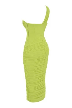 Lime Asymmetric Cutout Midi Dress -Pinkyy Kleider Geschaft sb8056d 02