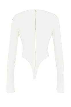 White Cutout Bodysuit -Pinkyy Kleider Geschaft sb8142a 03a