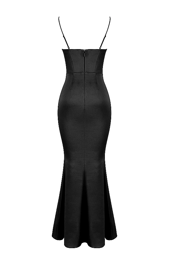 Black Satin Corset Maxi Dress 12 Black Satin Corset Maxi Dress – Bild 12