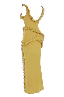 Olive Ruffle Maxi Dress -Pinkyy Kleider Geschaft sb8250 02rr