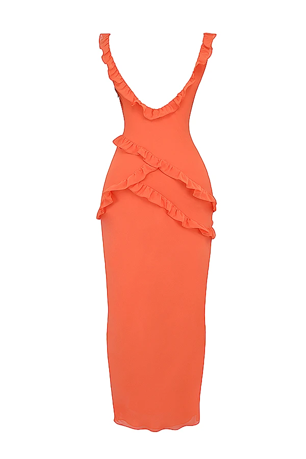 Flame Orange Ruffle Maxi Dress 13 Flame Orange Ruffle Maxi Dress – Bild 13